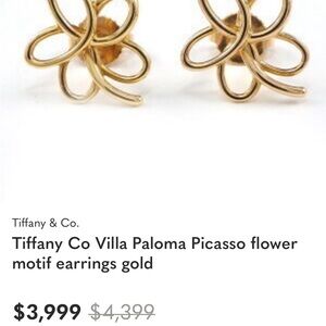 Rare Tiffany & Co. Villa Paloma Picasso Flower Earrings 18K Gold